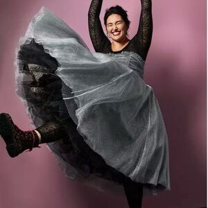 Torrid/Betsey Johnson Shiny Silver Tulle Strapless Dress (NWT)